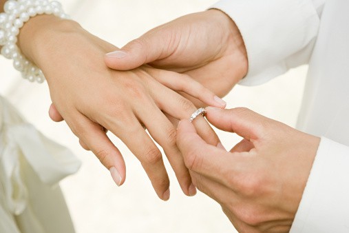 wedding ring on finger