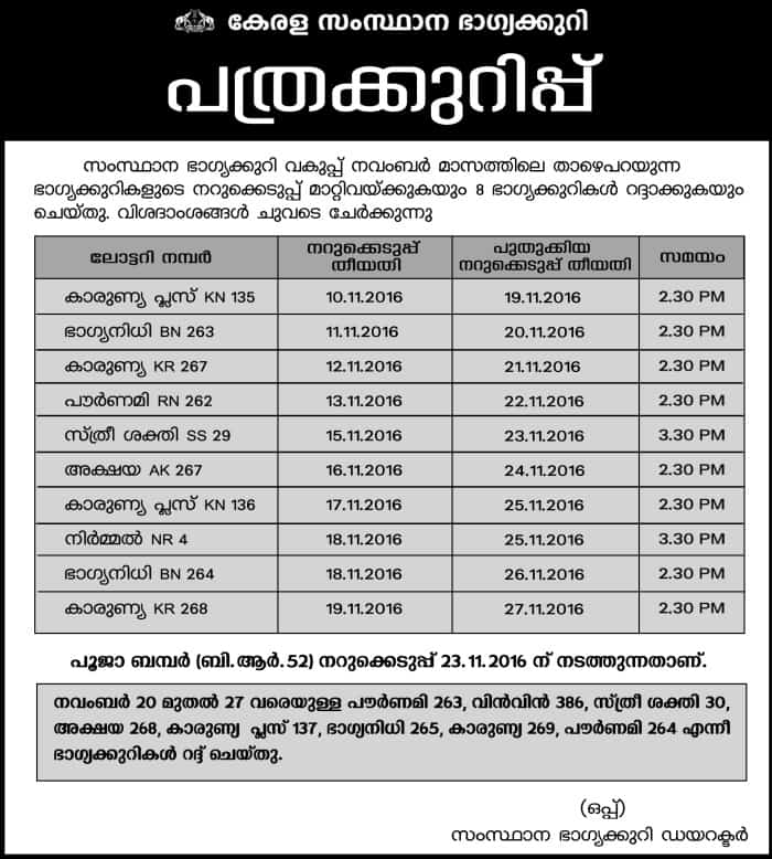 Lottery Schedule