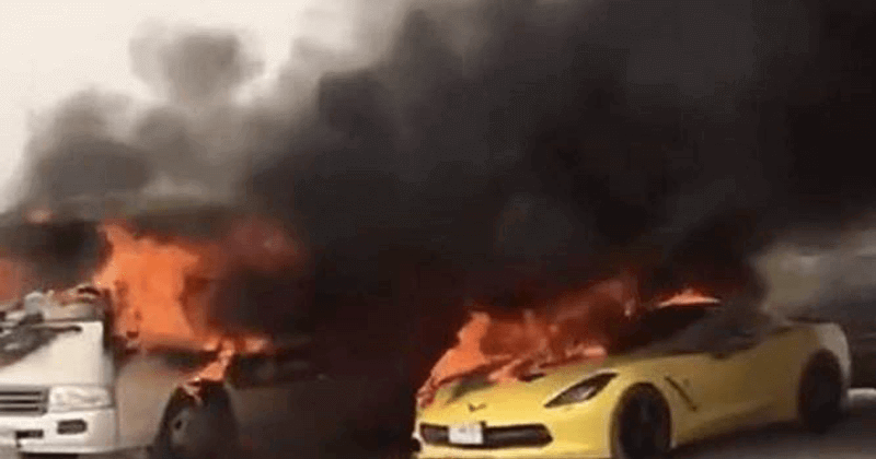 DUBAI CAR FIRE ASIAN ARRESTED