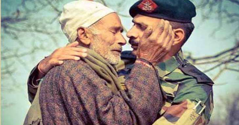 Indian Army officer consoling father