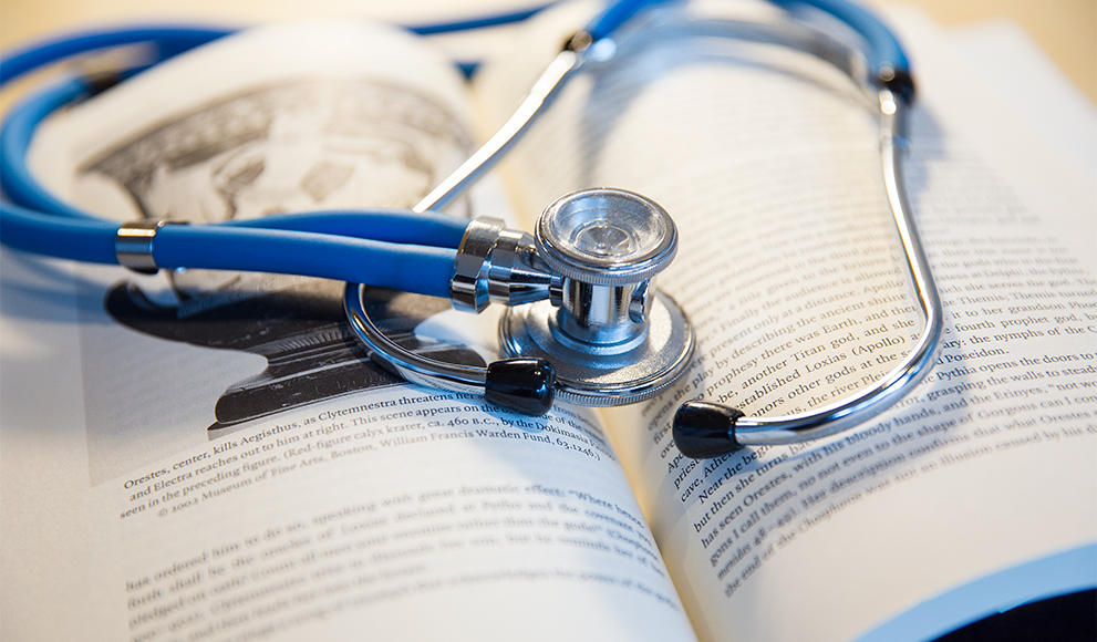 stethoscope and book